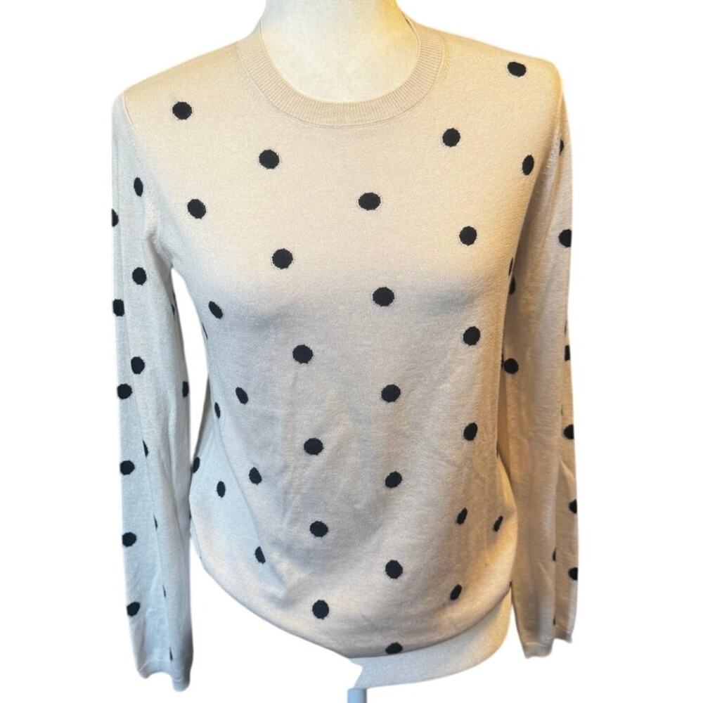 Max Mara Polka Dot Knit Sweater – Ivory & Black | Size M MInimalist Twee